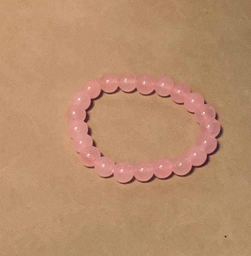 8mm Beaded Pink Crystal Bracelet