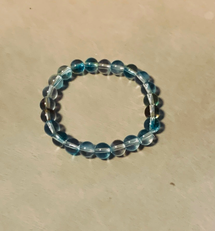 8mm Translucent Blue Crystal Bracelet
