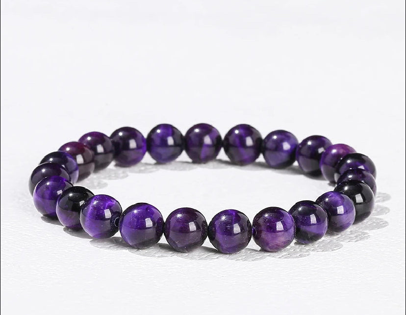 Dyed Natural Purple Tiger’s Eye Bracelet