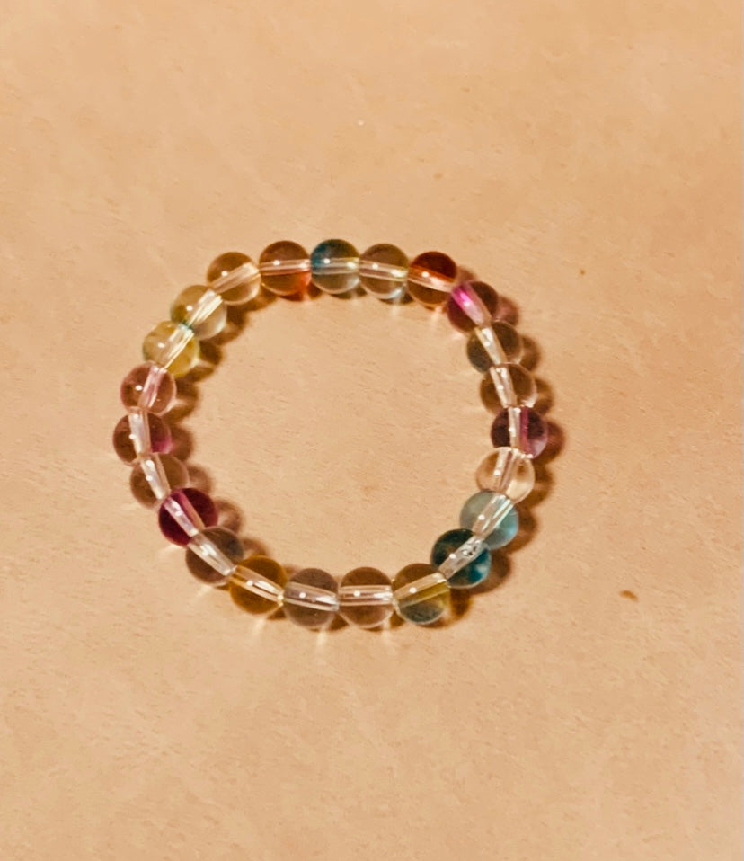 8mm Translucent Rainbow Crystal Bracelet