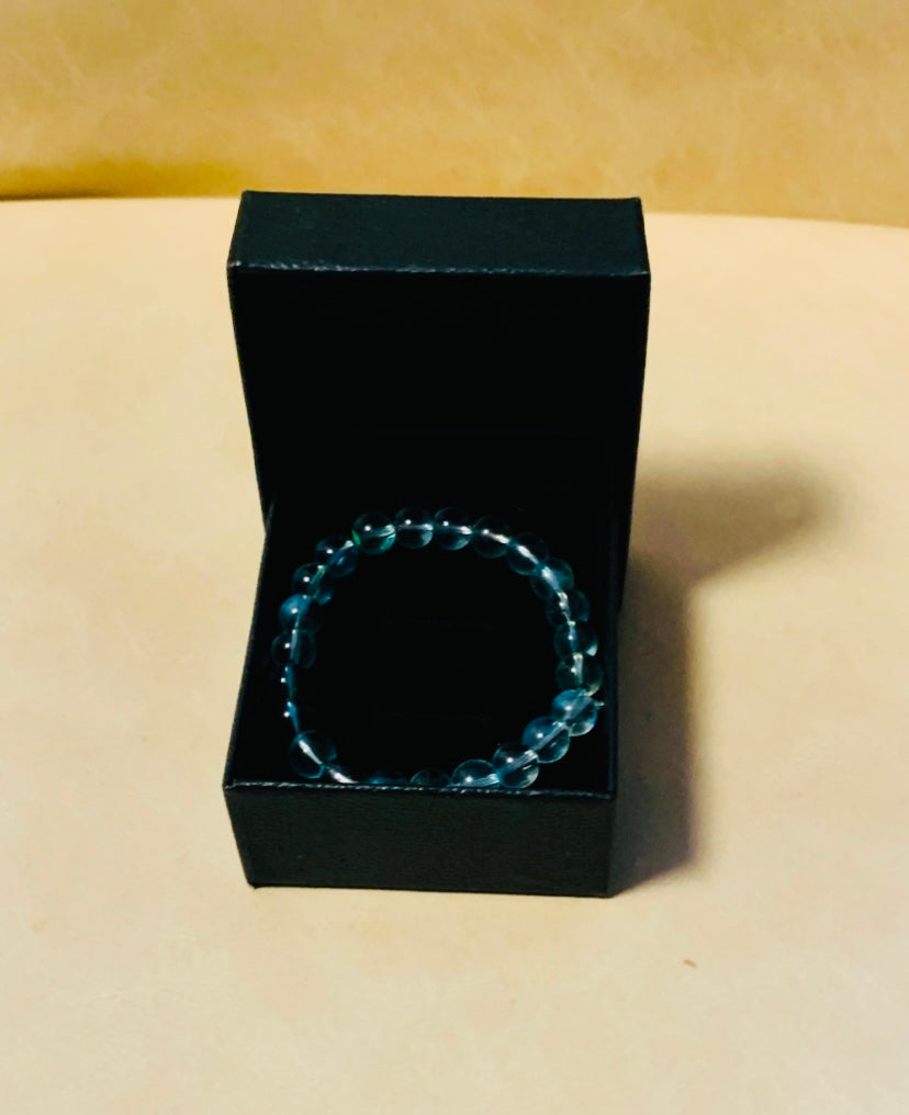 8mm Translucent Blue Crystal Bracelet