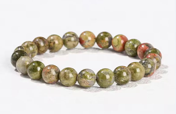 Natural Unakite Bead Bracelet