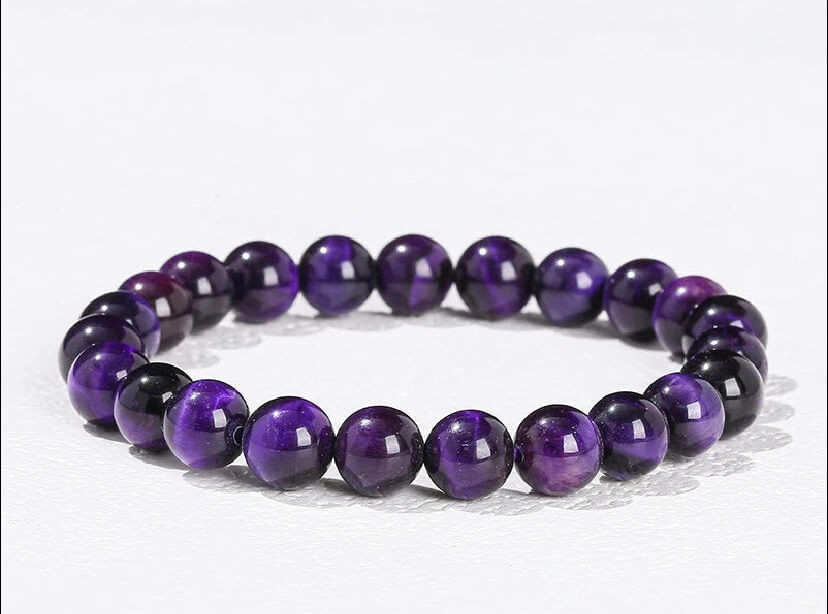 Dyed Natural Purple Tiger’s Eye Bracelet
